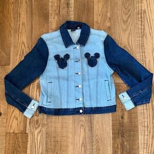 Disney x Her Universe Women’s Mickey Mouse Two-Tone Denim Jean Jacket Size Small